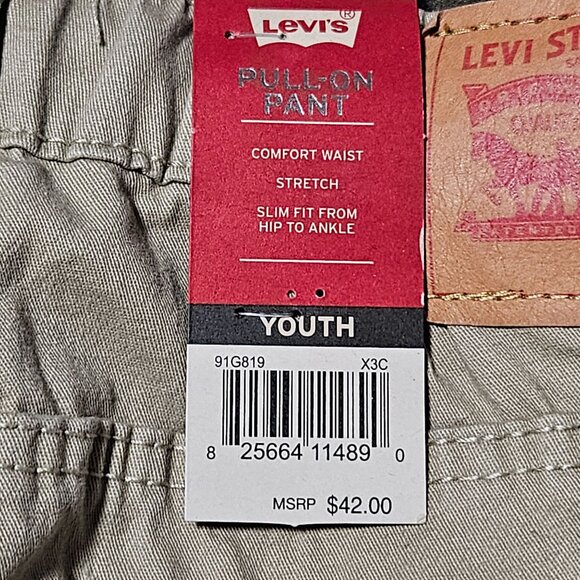 Levis Youth Khaki Pull on Pants Size 14 Jeans Slim Fit Stretch Comfort Waist - Picture 5 of 8